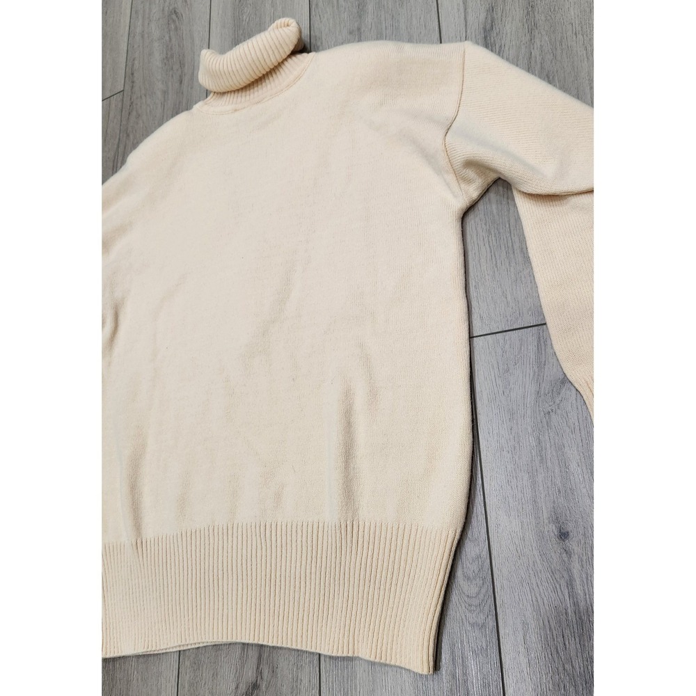 Vintage Liz Claiborne Lambswool Blend Turtleneck Sweater Cream/Peach Women's M - Picture 11 of 13